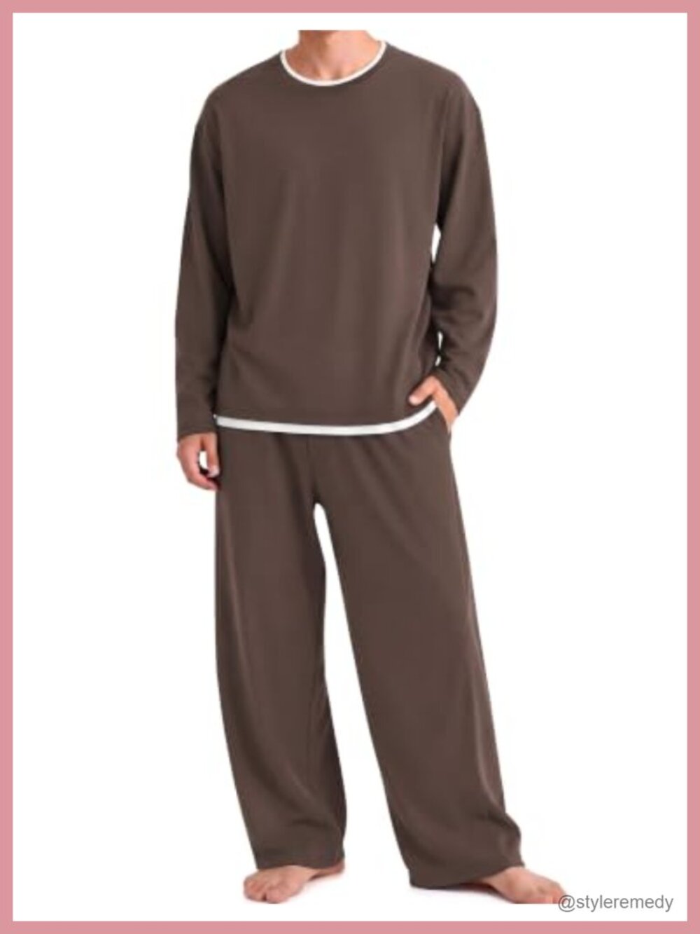 Men's Soft 2-Piece Pajama Set Long Sleeve Top & Pants Loungewear